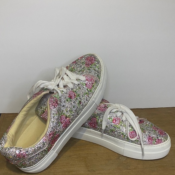 Betsy Johnson Pink and Silver Embellished Sneakers - Picture 8 of 9